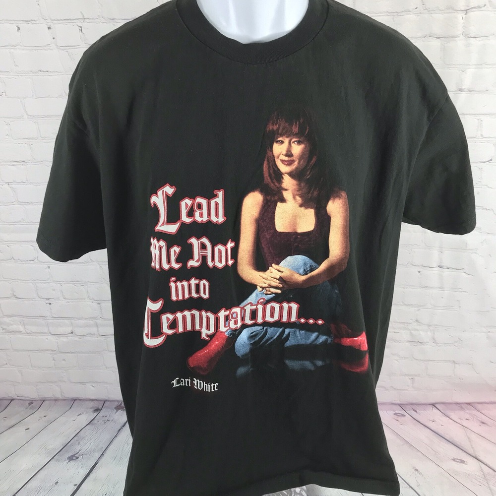 Vintage Graphic T-Shirt Large Black Country Music Sexy Lari White USA Cotton SS